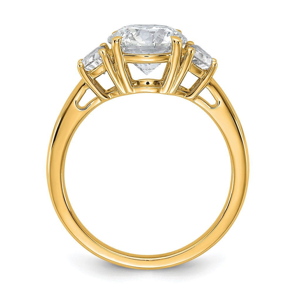 14K Gelbgold 1/2 Karat Im Labor Gezüchtet Diamant Vs/si+ G+ 2 Karat Mittig Rund Halbfassung Dreistein Verlobungsring