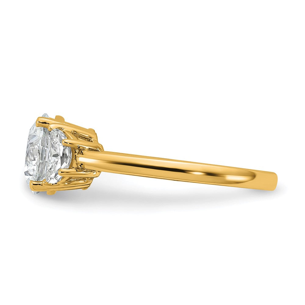 14K Gelbgold 1/2 Karat Im Labor Gezüchtet Diamant Vs/si+ G+ 2 Karat Mittig Rund Halbfassung Dreistein Verlobungsring