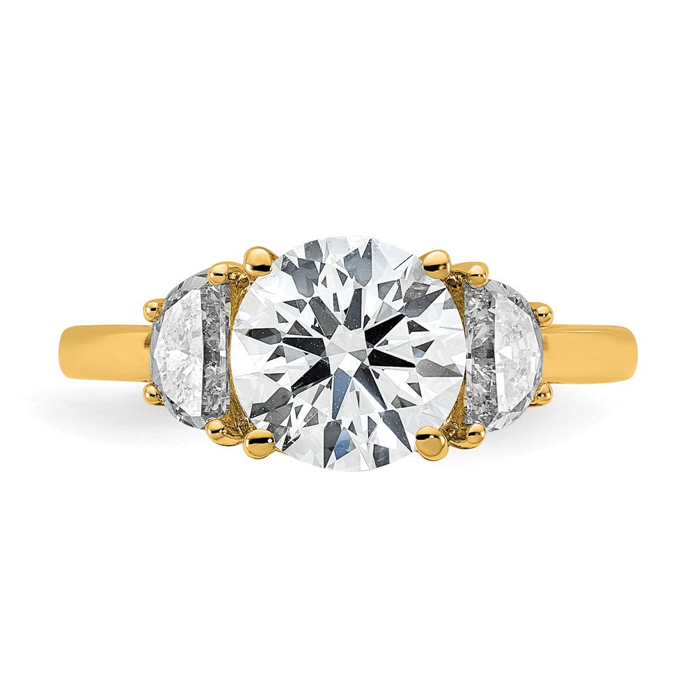 14K Gelbgold 1/2 Karat Im Labor Gezüchtet Diamant Vs/si+ G+ 2 Karat Mittig Rund Halbfassung Dreistein Verlobungsring