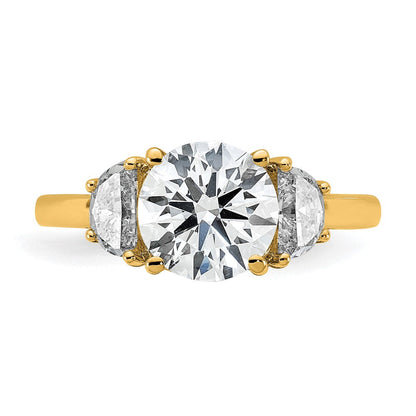 14K Gelbgold 1/2 Karat Im Labor Gezüchtet Diamant Vs/si+ G+ 2 Karat Mittig Rund Halbfassung Dreistein Verlobungsring