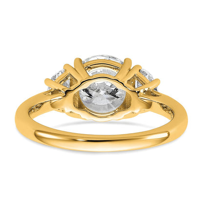 14K Gelbgold 1/2 Karat Im Labor Gezüchtet Diamant Vs/si+ G+ 2 Karat Mittig Rund Halbfassung Dreistein Verlobungsring