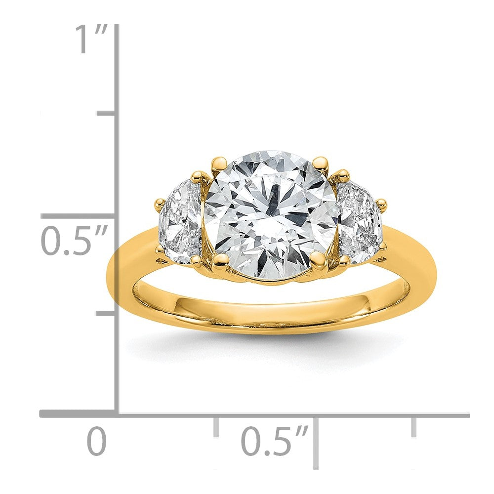 14K Gelbgold 1/2 Karat Im Labor Gezüchtet Diamant Vs/si+ G+ 2 Karat Mittig Rund Halbfassung Dreistein Verlobungsring