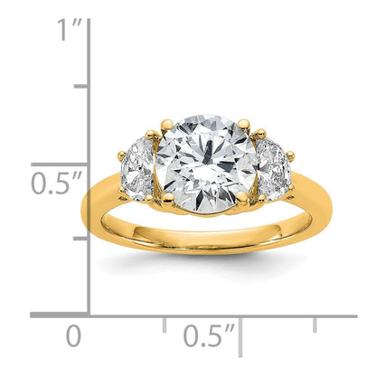 14K Gelbgold 1/2 Karat Im Labor Gezüchtet Diamant Vs/si+ G+ 2 Karat Mittig Rund Halbfassung Dreistein Verlobungsring