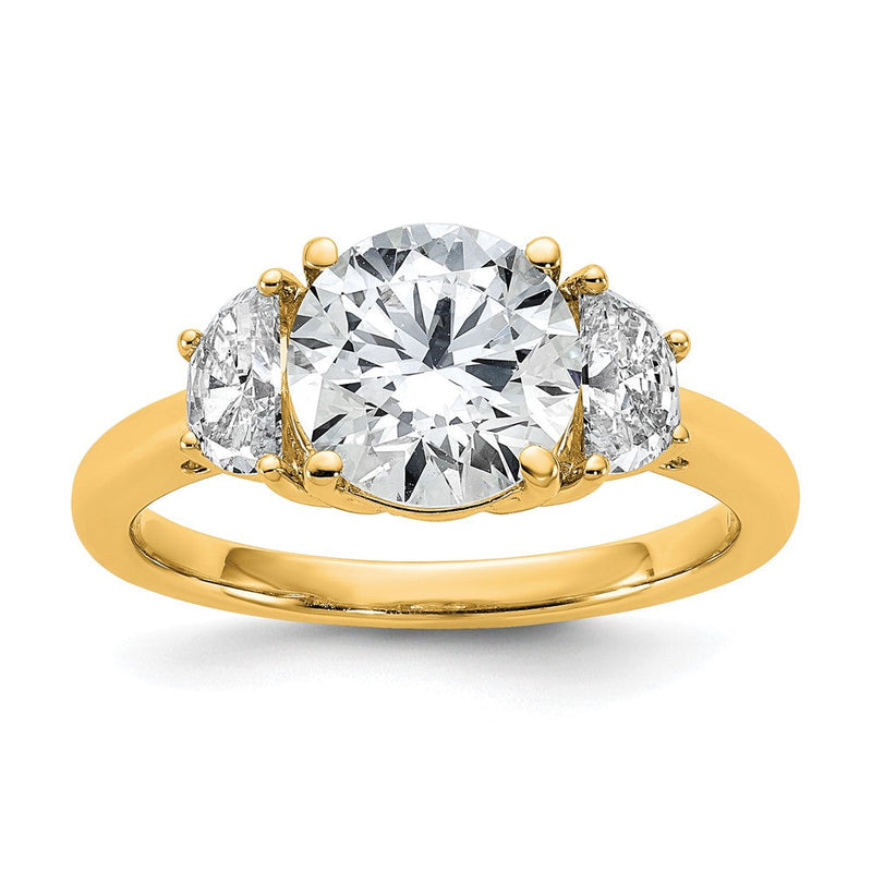 14K Gelbgold 1/2 Karat Im Labor Gezüchtet Diamant Vs+ F+ 2 Karat Mittig Rund Halbfassung Dreistein Verlobungsring