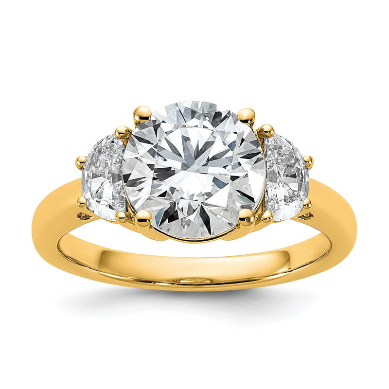 14K Gelbgold 3 1/8 Karat Zertifiziert Im Labor Gezüchtet Diamant Vs+f+ Rund Komplett Dreistein Verlobungsring