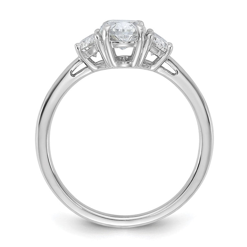 14K Weißgold 1 3/8 Karat Zertifiziert Im Labor Gezüchtet Diamant Vs/si+ G+ Komplett Oval und Halb Mond Dreistein Verlobungsring