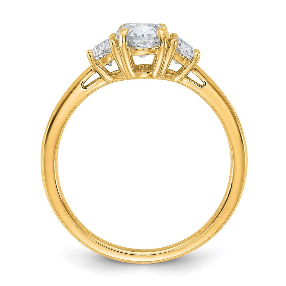 14K Gelbgold 1 3/8 Karat Zertifiziert Im Labor Gezüchtet Diamant Vs/si+ G+ Komplett Oval und Halb Mond Dreistein Verlobungsring