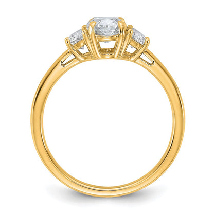 14K Gelbgold 1 3/8 Karat Zertifiziert Im Labor Gezüchtet Diamant Vs/si+ G+ Komplett Oval und Halb Mond Dreistein Verlobungsring