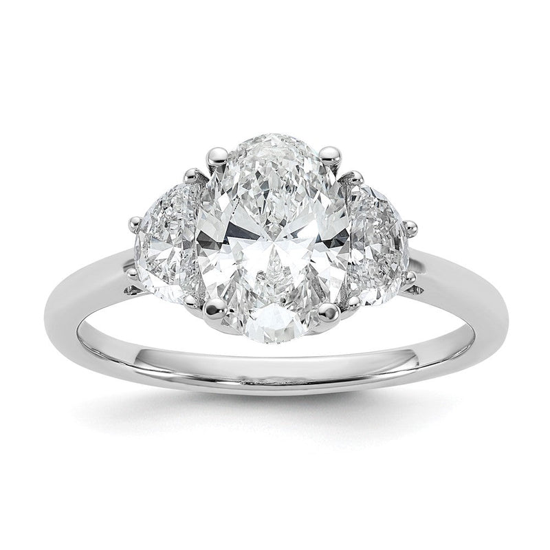 14K Weißgold 2 Karat Zertifiziert Im Labor Gezüchtet Diamant Vs/si+ G+ Komplett Oval und Halb Mond Dreistein Verlobungsring