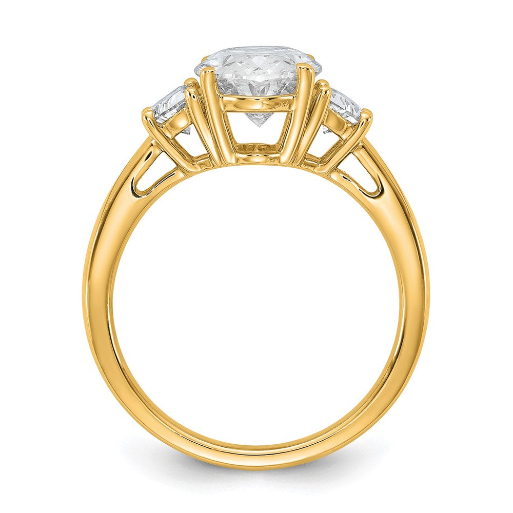 14K Gelbgold 3 1/8 Karat Zertifiziert Im Labor Gezüchtet Diamant Vs/si+ G+ Komplett Oval und Halb Mond Dreistein Verlobungsring