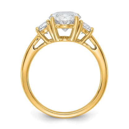14K Gelbgold 3 1/8 Karat Zertifiziert Im Labor Gezüchtet Diamant Vs/si+ G+ Komplett Oval und Halb Mond Dreistein Verlobungsring