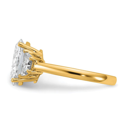 14K Gelbgold 3 1/8 Karat Zertifiziert Im Labor Gezüchtet Diamant Vs/si+ G+ Komplett Oval und Halb Mond Dreistein Verlobungsring