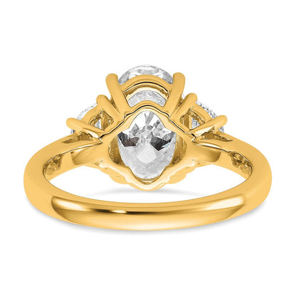 14K Gelbgold 3 1/8 Karat Zertifiziert Im Labor Gezüchtet Diamant Vs/si+ G+ Komplett Oval und Halb Mond Dreistein Verlobungsring