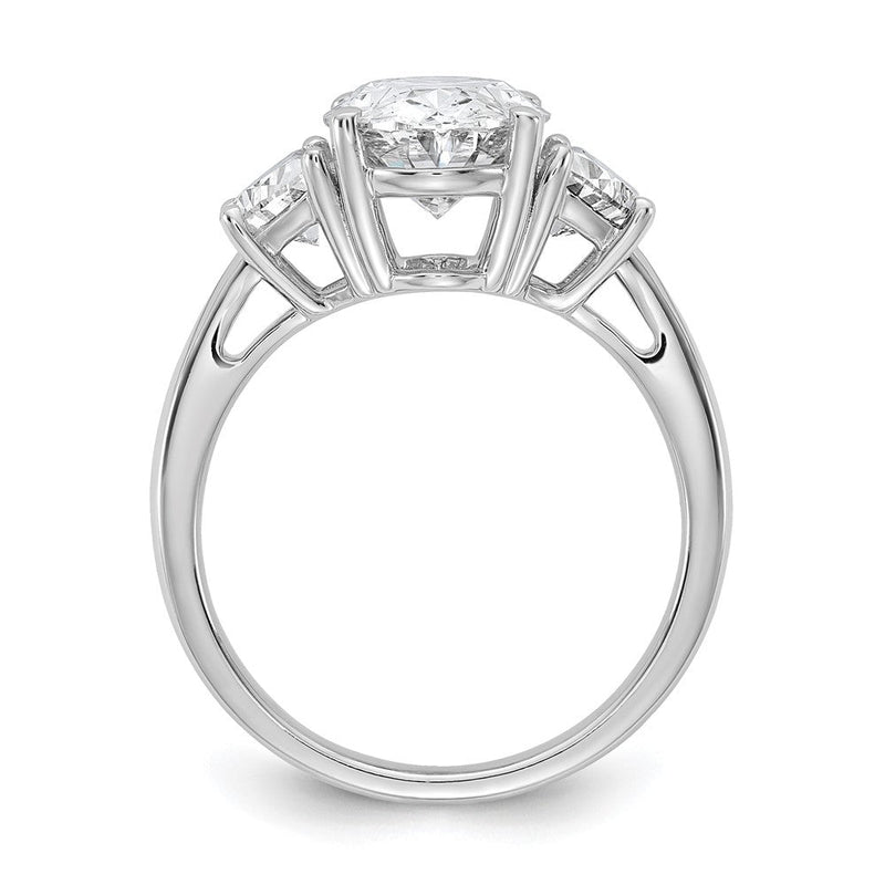 14K Weißgold 4 Karat Zertifiziert Im Labor Gezüchtet Diamant Vs+ F+ Komplett Oval und Halb Mond Dreistein Verlobungsring