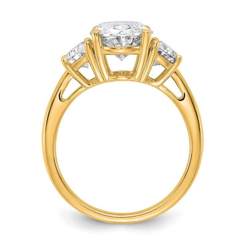 14K Gelbgold 1 Karat Im Labor Gezüchtet Diamant Vs/si+ G+ Halb Mond und 3 Karat Oval Mittig Halbfassung Dreistein Verlobungsring