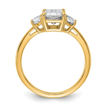 14K Gelbgold 1/2 Karat Im Labor Gezüchtet Diamant Vs/si+ G+ Halb Mond 1 1/2 Karat Radiant Mittig Halbfassung Verlobungsring