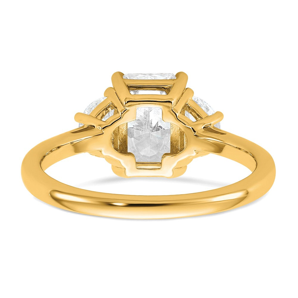 14K Gelbgold 1/2 Karat Im Labor Gezüchtet Diamant Vs/si+ G+ Halb Mond 1 1/2 Karat Radiant Mittig Halbfassung Verlobungsring