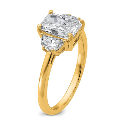 14K Gelbgold 1/2 Karat Im Labor Gezüchtet Diamant Vs/si+ G+ Halb Mond 1 1/2 Karat Radiant Mittig Halbfassung Verlobungsring