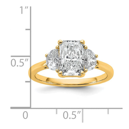 14K Gelbgold 1/2 Karat Im Labor Gezüchtet Diamant Vs/si+ G+ Halb Mond 1 1/2 Karat Radiant Mittig Halbfassung Verlobungsring