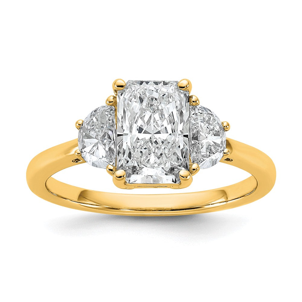 14K Gelbgold 1/2 Karat Im Labor Gezüchtet Diamant Vs/si+ G+ Halb Mond 1 1/2 Karat Radiant Mittig Halbfassung Verlobungsring