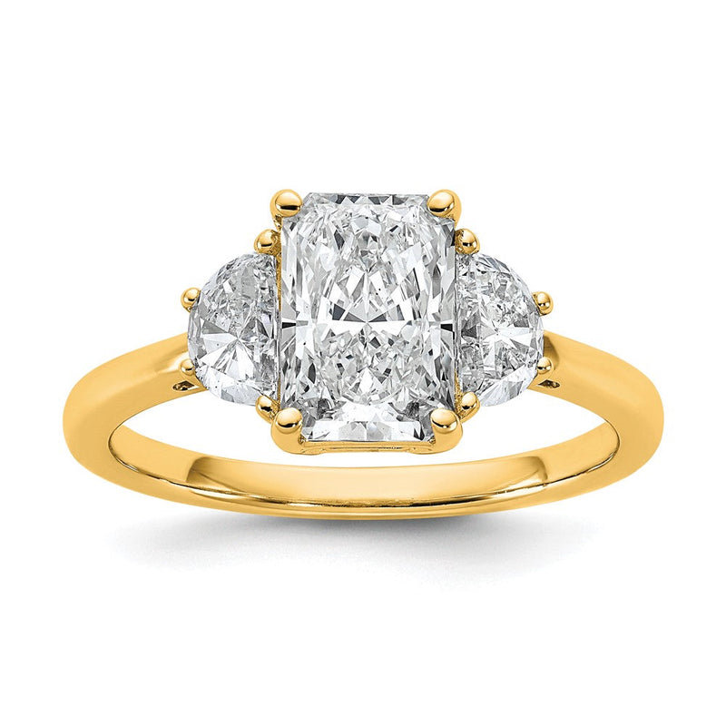 14K Gelbgold 1/2 Karat Im Labor Gezüchtet Diamant Vs/si+ G+ Halb Mond 1 1/2 Karat Radiant Mittig Halbfassung Verlobungsring