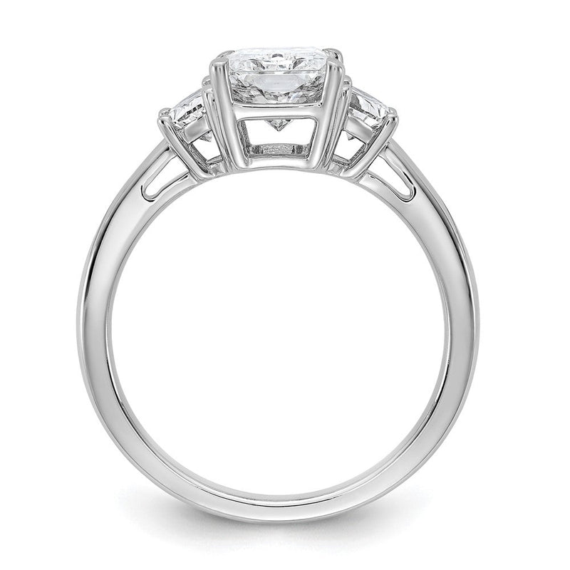 14K Weißgold 2 1/2 Karat Zertifiziert Im Labor Gezüchtet Diamant Vs+ F+ Radiant und Halb Mond Komplett Dreistein Verlobungsring