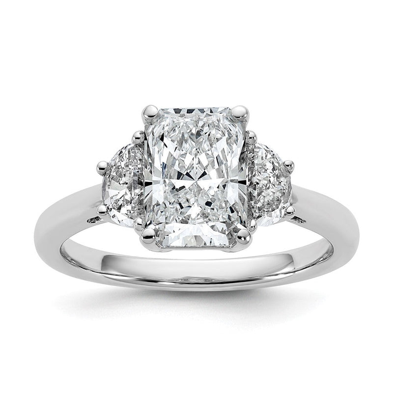 14K Weißgold 1/2 Karat Im Labor Gezüchtet Diamant Vs+ F+ Halb Mond 2 Karat Radiant Mittig Halbfassung Verlobungsring