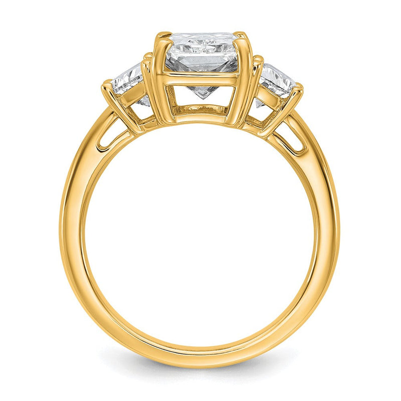 14K Gelbgold 1 Karat Im Labor Gezüchtet Diamant Vs+ F+ Halb Mond 3 Karat Radiant Mittig Halbfassung Verlobungsring