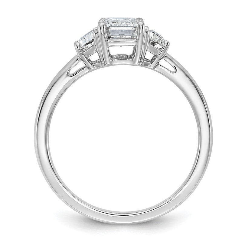 14K Weißgold 3/8 Karat Im Labor Gezüchtet Diamant Vs/si+ G+ Halbfassung Smaragd und Halb Mond Dreistein Verlobungsring