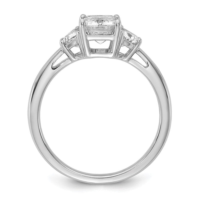 14K Weißgold 2 Karat Zertifiziert Im Labor Gezüchtet Diamant Vs+ F+ Komplett Smaragd und Halb Mond Dreistein Verlobungsring