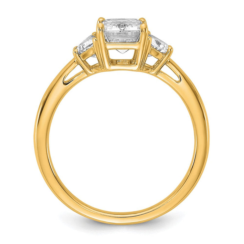 14K Gelbgold 1/2 Karat Im Labor Gezüchtet Diamant Vs/si+ G+ Halbfassung Smaragd und Halb Mond Dreistein Verlobungsring
