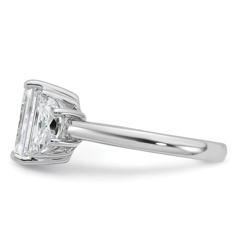 14K Weißgold 1 Karat Im Labor Gezüchtet Diamant Vs/si+ G+ Halbfassung Smaragd und Halb Mond Dreistein Verlobungsring