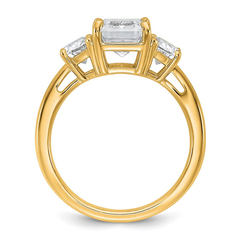 14K Gelbgold 1 Karat Im Labor Gezüchtet Diamant Vs/si+ G+ Halbfassung Smaragd und Halb Mond Dreistein Verlobungsring