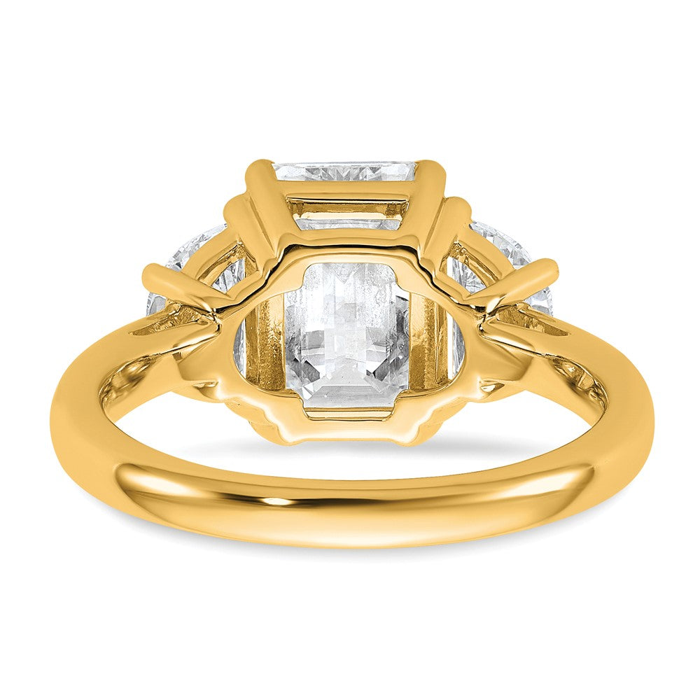 14K Gelbgold 4 Karat Zertifiziert Im Labor Gezüchtet Diamant Vs/si+ G+ Komplett Smaragd und Halb Mond Dreistein Verlobungsring