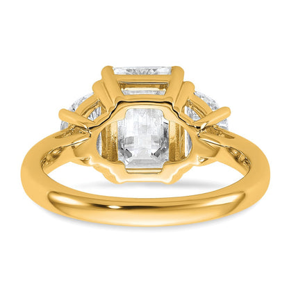 14K Gelbgold 4 Karat Zertifiziert Im Labor Gezüchtet Diamant Vs/si+ G+ Komplett Smaragd und Halb Mond Dreistein Verlobungsring