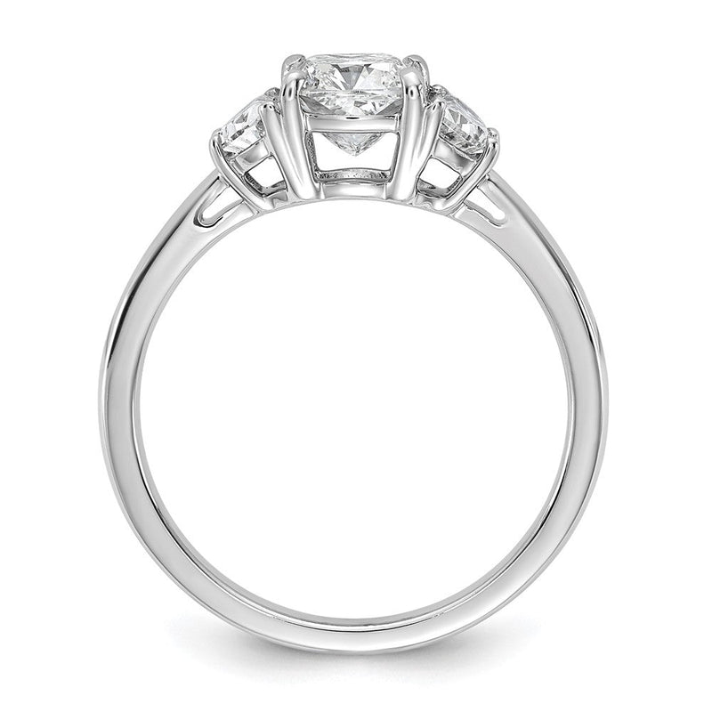 14K Weißgold 1 3/8 Karat Zertifiziert Im Labor Gezüchtet Diamant Vs/si+ G+ Komplett Kissen und Halb Mond Dreistein Verlobungsring