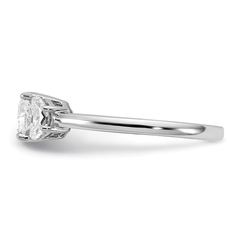 14K Weißgold 3/8 Karat Im Labor Gezüchtet Diamant Vs+ F+ Halb Mond und 1 Karat Kissen Mittig Halbfassung Dreistein Verlobungsring