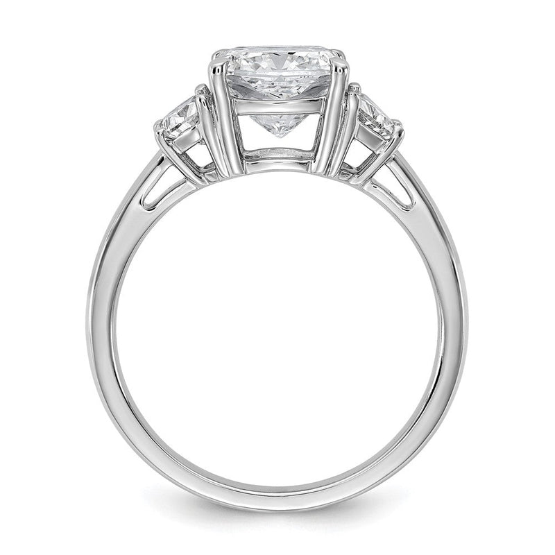 14K Weißgold 2 1/2 Karat Zertifiziert Im Labor Gezüchtet Diamant Vs+ F+ Komplett Kissen und Halb Mond Dreistein Verlobungsring