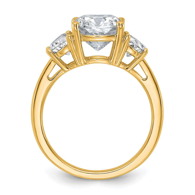 14K Gelbgold 1 Karat Im Labor Gezüchtet Diamant Vs+ F+ Halb Mond und 3 Karat Kissen Mittig Halbfassung Dreistein Verlobungsring