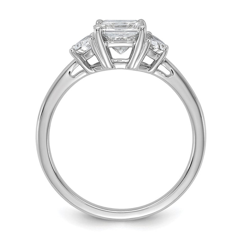 14K Weißgold 1 3/8 Karat Zertifiziert Im Labor Gezüchtet Diamant Vs+ F+ Princess und Halb Mond Komplett Dreistein Verlobungsring