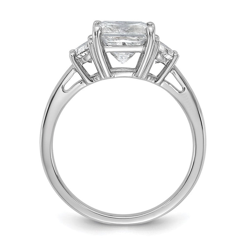 14K Weißgold 1/2 Karat Im Labor Gezüchtet Diamant Vs+ F+ Halb Mond 2 Karat Princess Mittig Halbfassung Dreistein Verlobungsring