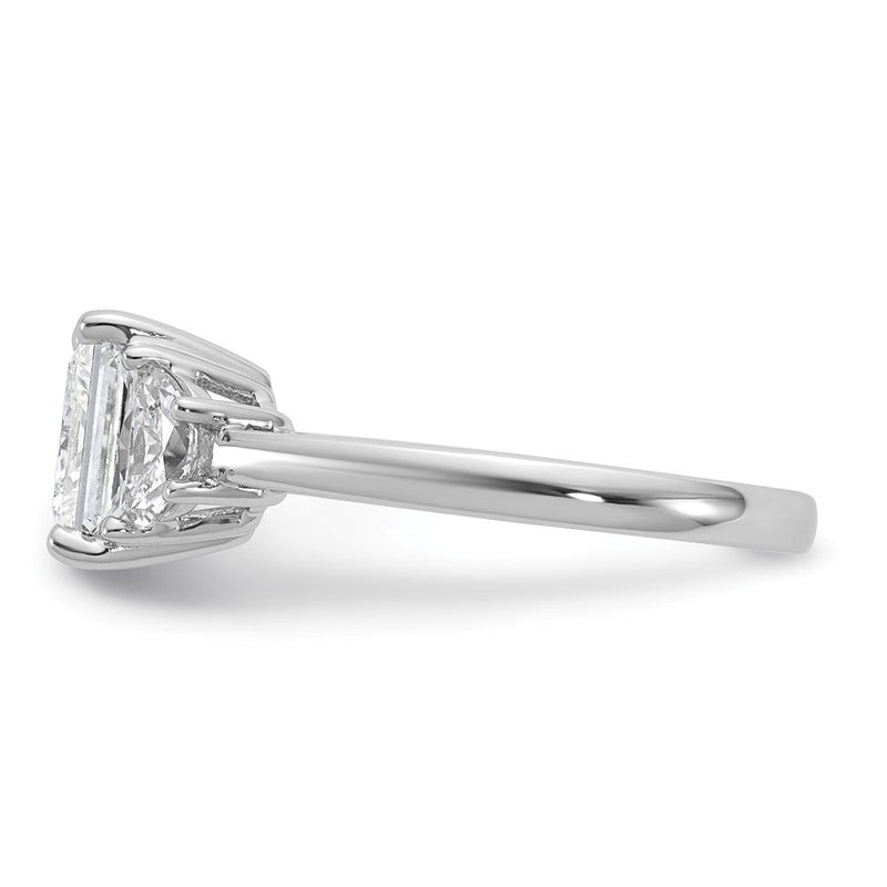14K Weißgold 2 1/2 Karat Zertifiziert Im Labor Gezüchtet Diamant Vs+ F+ Princess und Halb Mond Komplett Dreistein Verlobungsring