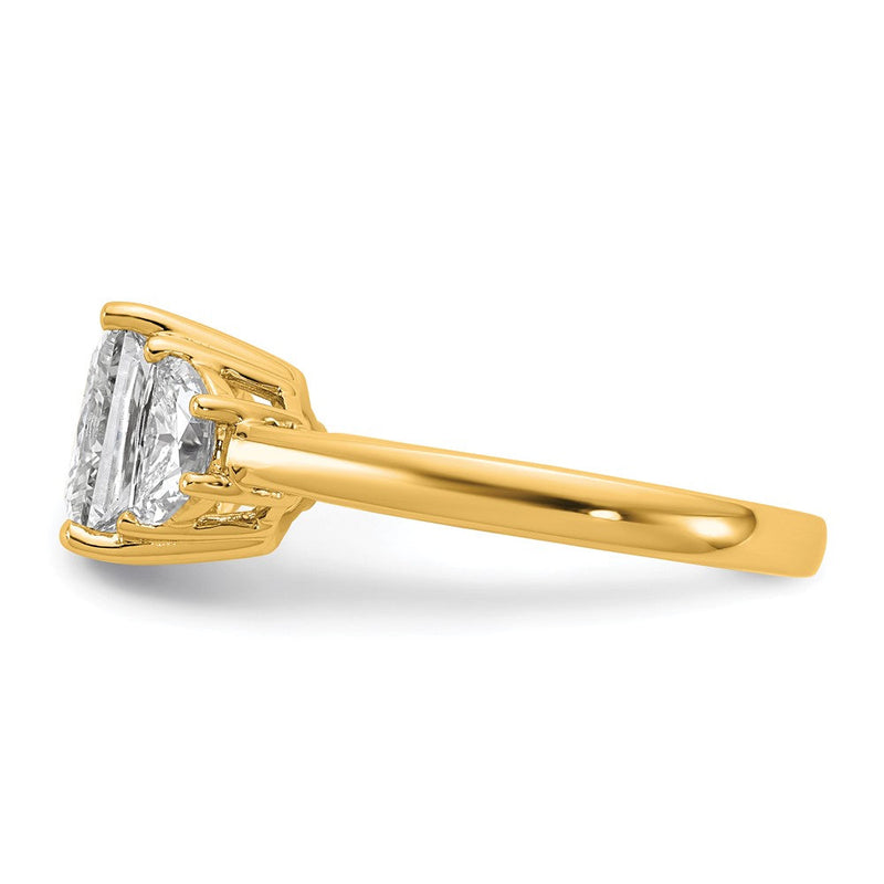 14K Gelbgold 3 1/8 Karat Zertifiziert Im Labor Gezüchtet Diamant Vs/si+ G+ Princess und Halb Mond Komplett Dreistein Verlobungsring
