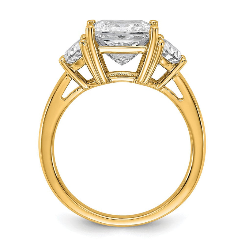 14K Gelbgold 4 Karat Zertifiziert Im Labor Gezüchtet Diamant Vs/si+ G+ Princess und Halb Mond Komplett Dreistein Verlobungsring