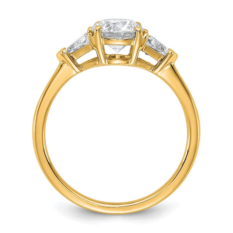 14K Gelbgold 1/2 Karat Im Labor Gezüchtet Diamant Vs/si+ G+ Dreieck 1 Karat Rund Halbfassung Dreistein Verlobungsring