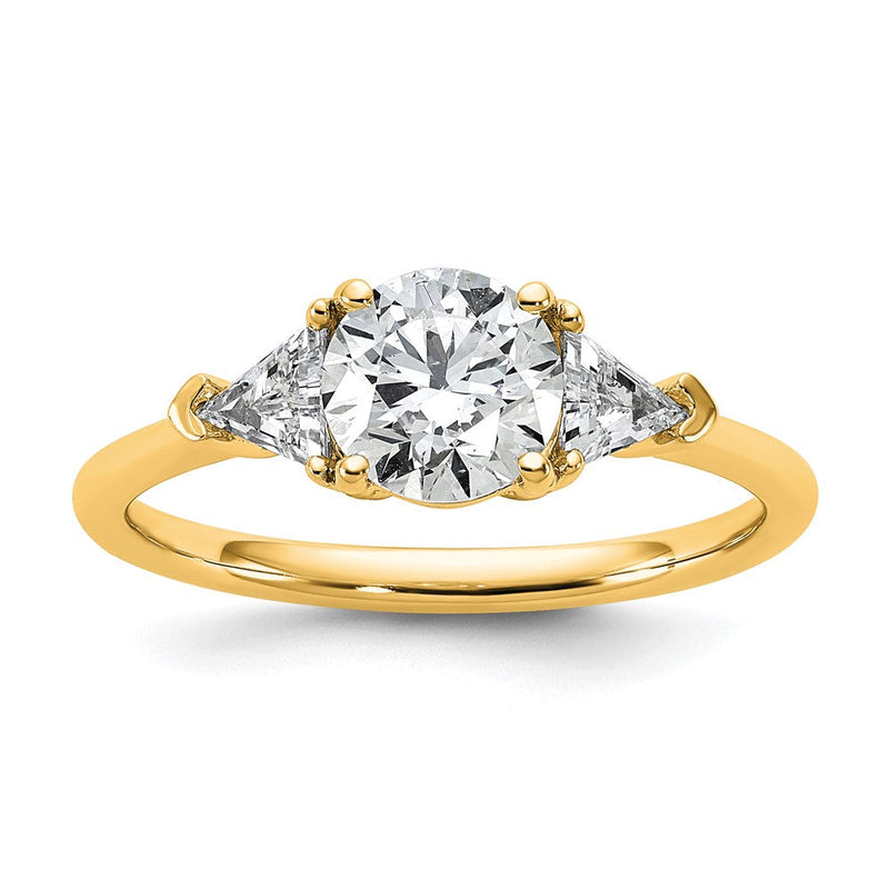 14K Gelbgold 1/2 Karat Im Labor Gezüchtet Diamant Vs+ F+ Dreieck 1 Karat Rund Halbfassung Dreistein Verlobungsring