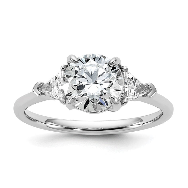 14K Weißgold 1/2 Karat Im Labor Gezüchtet Diamant Vs+ F+ Dreieck 1 1/2 Karat Rund Halbfassung Dreistein Verlobungsring