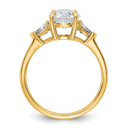 14K Gelbgold 2 Karat Zertifiziert Im Labor Gezüchtet Diamant Vs/si+ G+ Rund und Dreieck Komplett Dreistein Verlobungsring