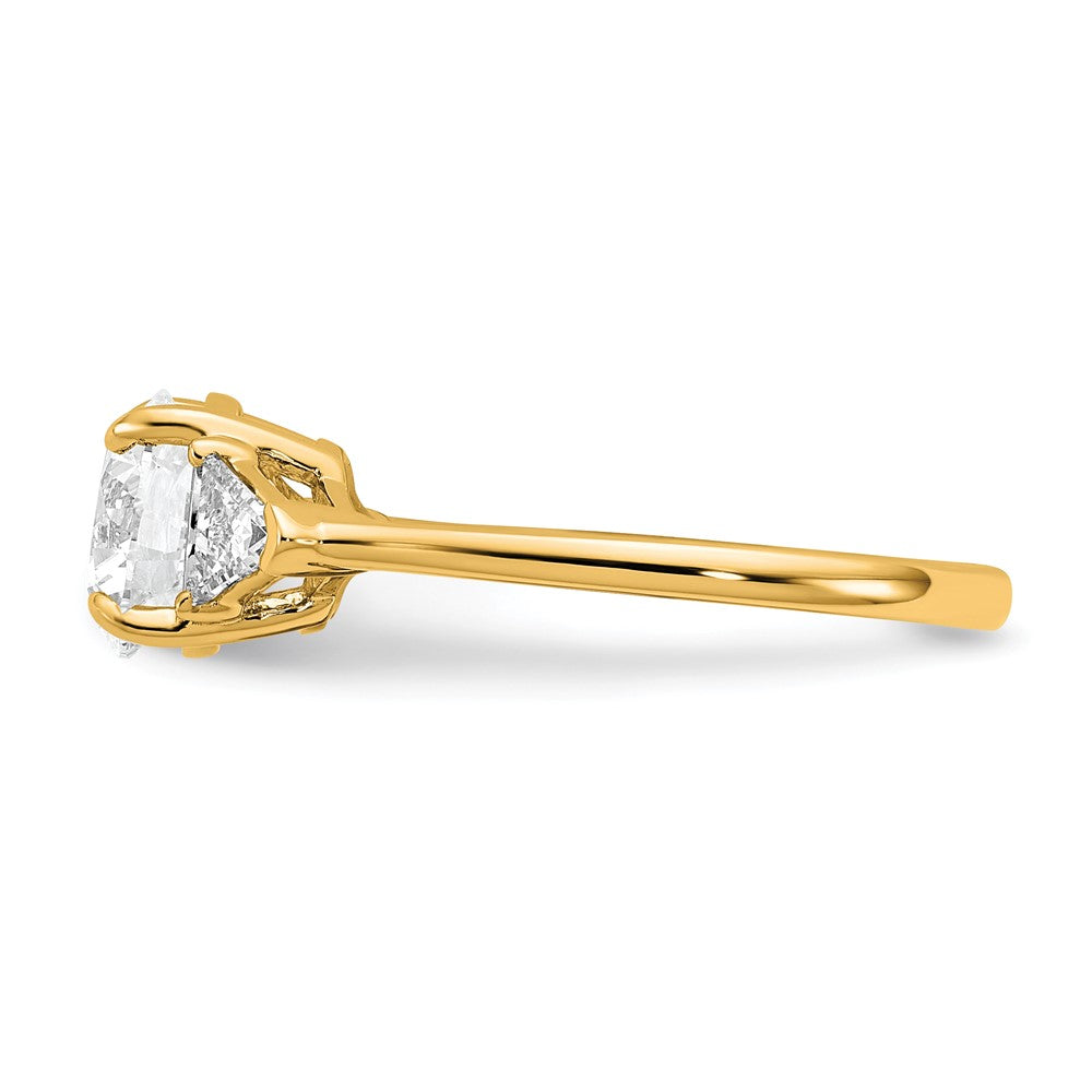 14K Gelbgold 2 Karat Zertifiziert Im Labor Gezüchtet Diamant Vs/si+ G+ Rund und Dreieck Komplett Dreistein Verlobungsring
