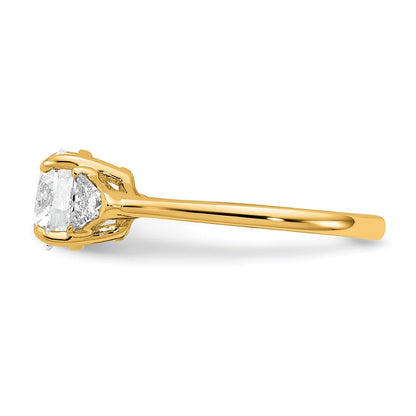 14K Gelbgold 2 Karat Zertifiziert Im Labor Gezüchtet Diamant Vs/si+ G+ Rund und Dreieck Komplett Dreistein Verlobungsring